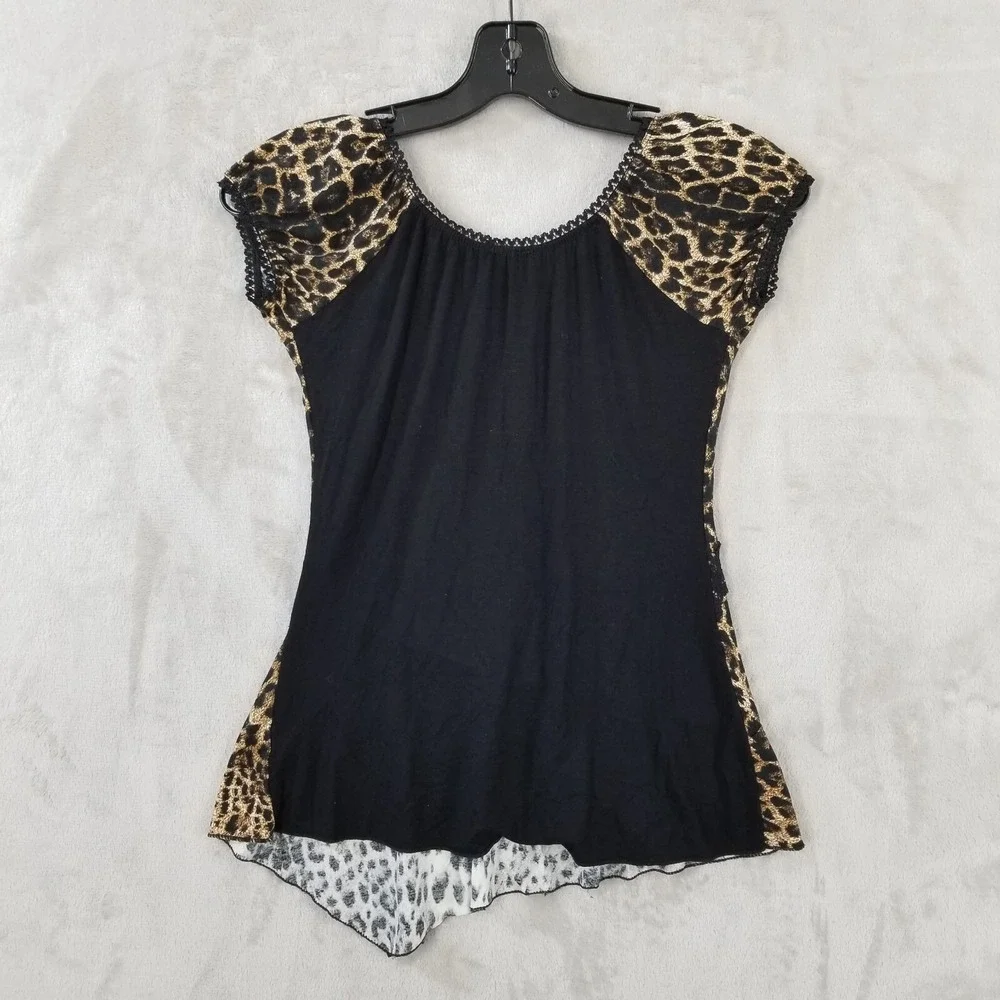 Sophyline Paris Babydoll Top Women S Leopard Asymmetric Indie‎ Sleaze Grunge Y2K